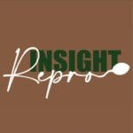 Insight Repro logo – green & white wordmark on brown square.