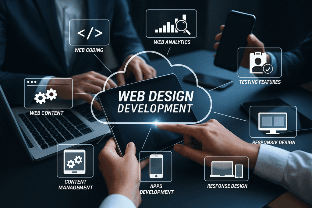 Services Website designer optimizing user experience and search engine visibility